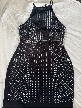 Windsor Black Mini Dress with Silver rhinestones